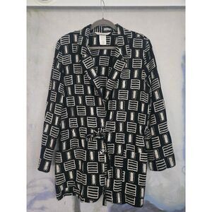 Melrose Black & White Printed Woman's Cardigan. Made in USA. Size M